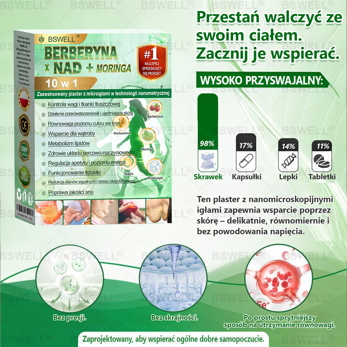 💫💫BSWELL® Nano mikroigłowy plaster wyszczuplający (Raz dziennie, efekty już po 28 dniach ✅ Wspiera odchudzanie, serce, cukrzycę, sen, jelita, stawy i więcej.